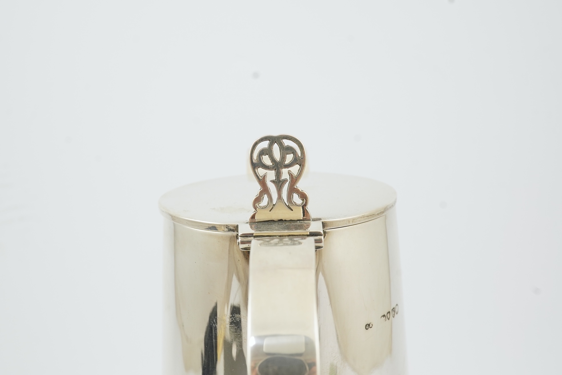 A Victorian silver mounted horn claret jug, by George Adams